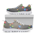 Colorful Christmas String Lights Print White Running Shoes