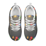 Colorful Christmas String Lights Print White Sneakers