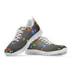 Colorful Christmas String Lights Print White Sneakers