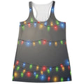 Colorful Christmas String Lights Print Women's Racerback Tank Top