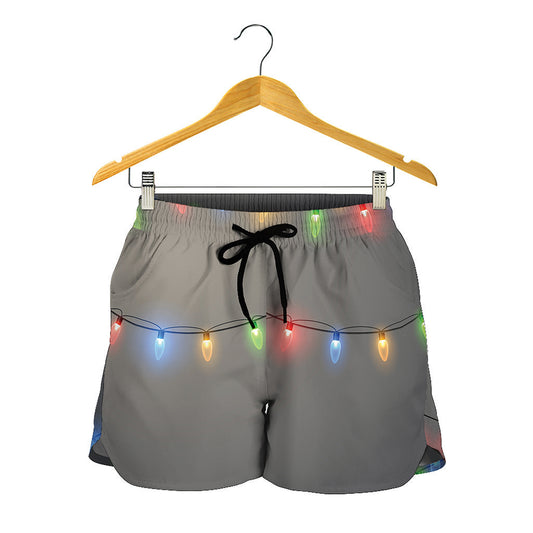 Colorful Christmas String Lights Print Women's Shorts