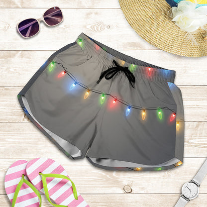 Colorful Christmas String Lights Print Women's Shorts