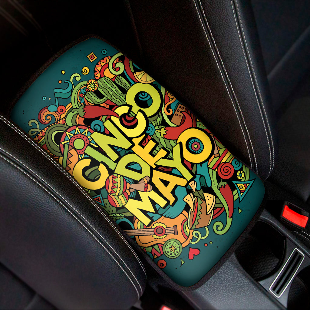 Colorful Cinco de Mayo Print Car Center Console Cover