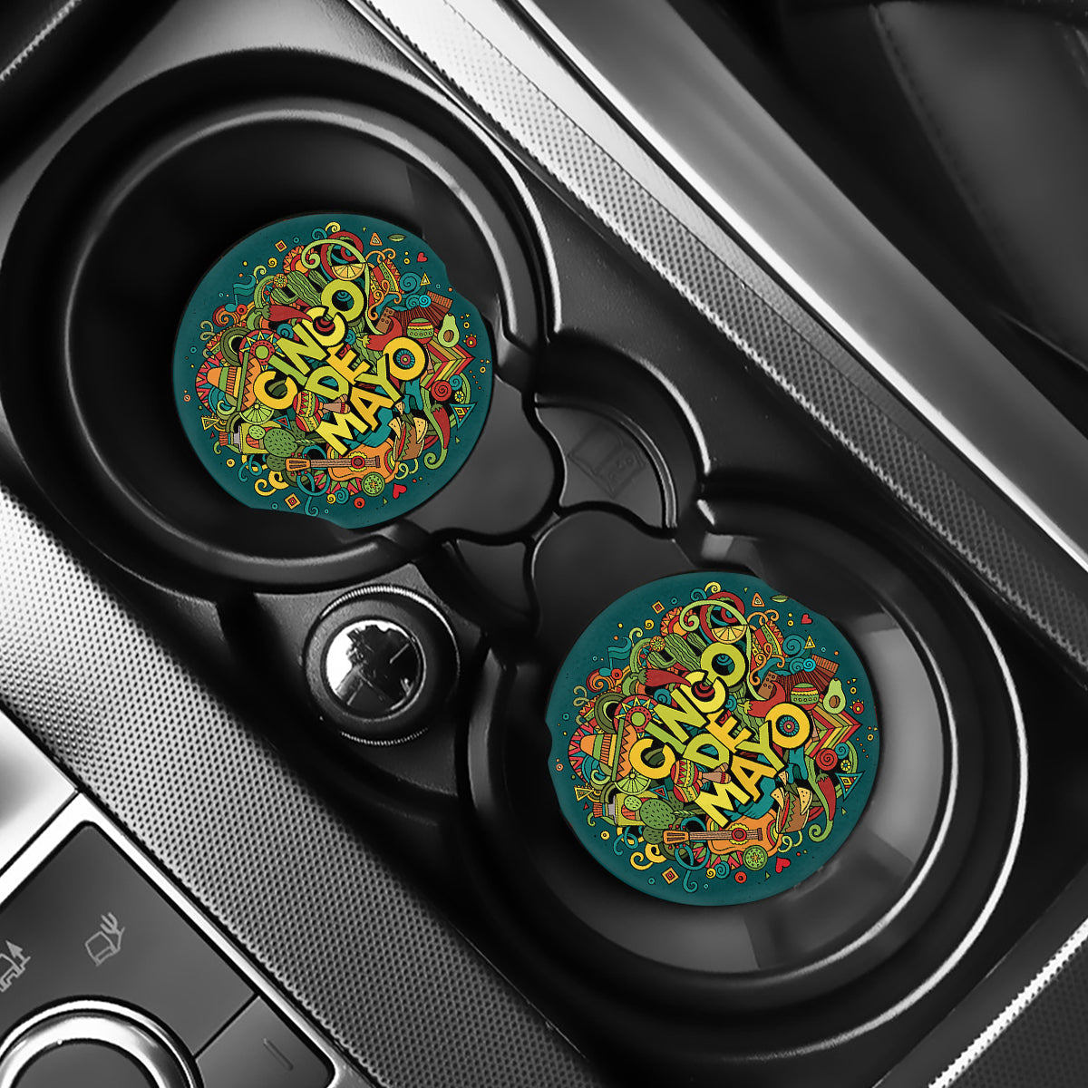 Colorful Cinco de Mayo Print Car Coasters