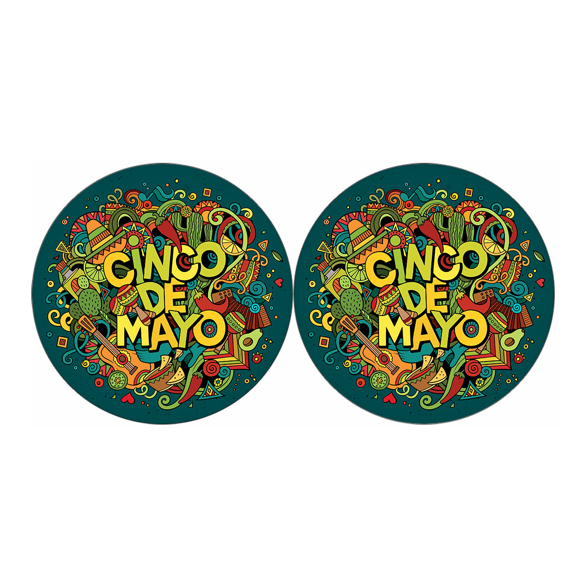 Colorful Cinco de Mayo Print Car Coasters