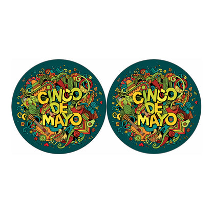 Colorful Cinco de Mayo Print Car Coasters