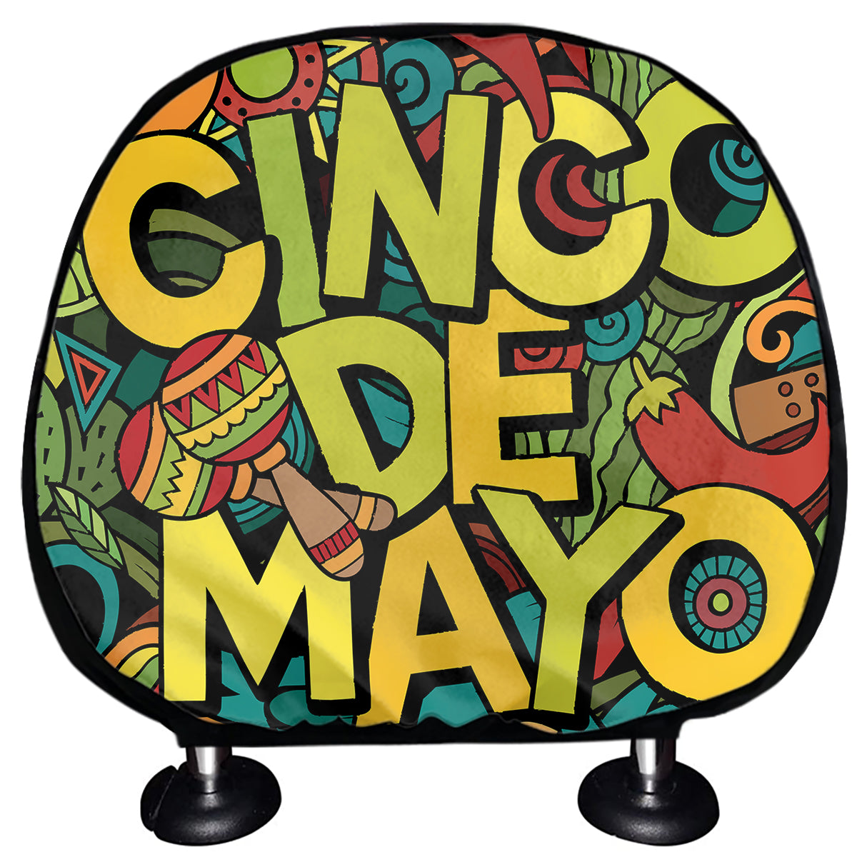 Colorful Cinco de Mayo Print Car Headrest Covers