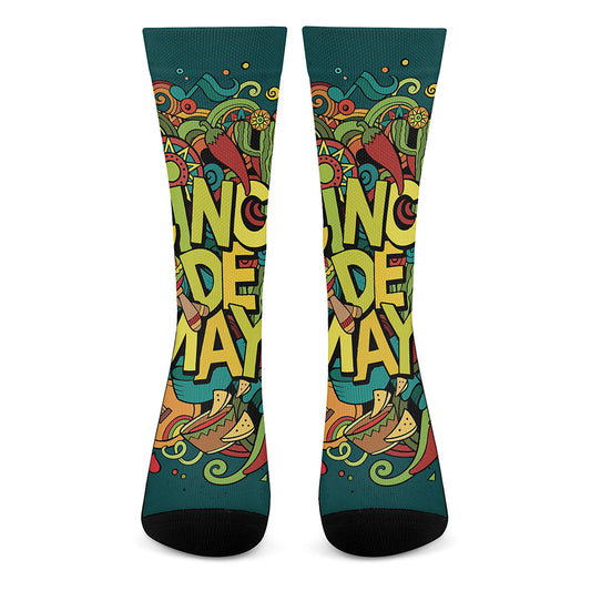 Colorful Cinco de Mayo Print Crew Socks