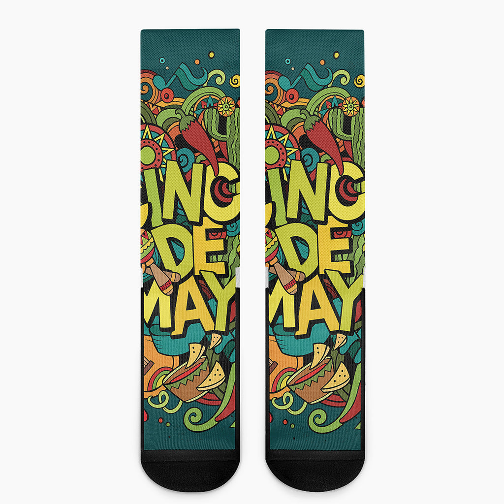 Colorful Cinco de Mayo Print Crew Socks