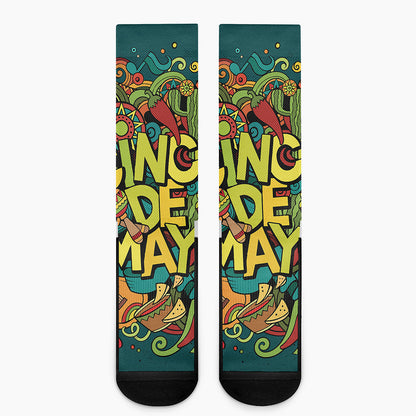 Colorful Cinco de Mayo Print Crew Socks