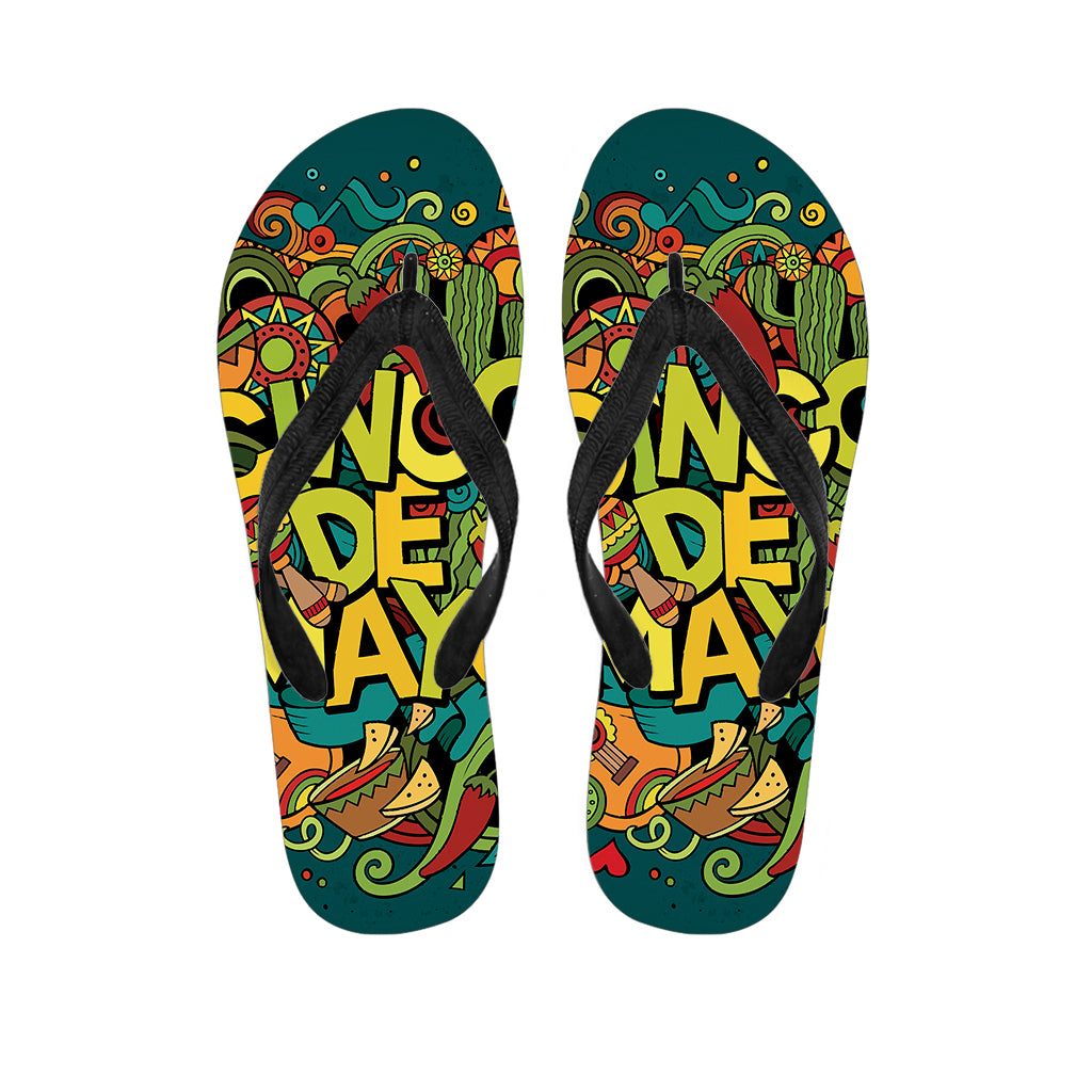 Colorful Cinco de Mayo Print Flip Flops
