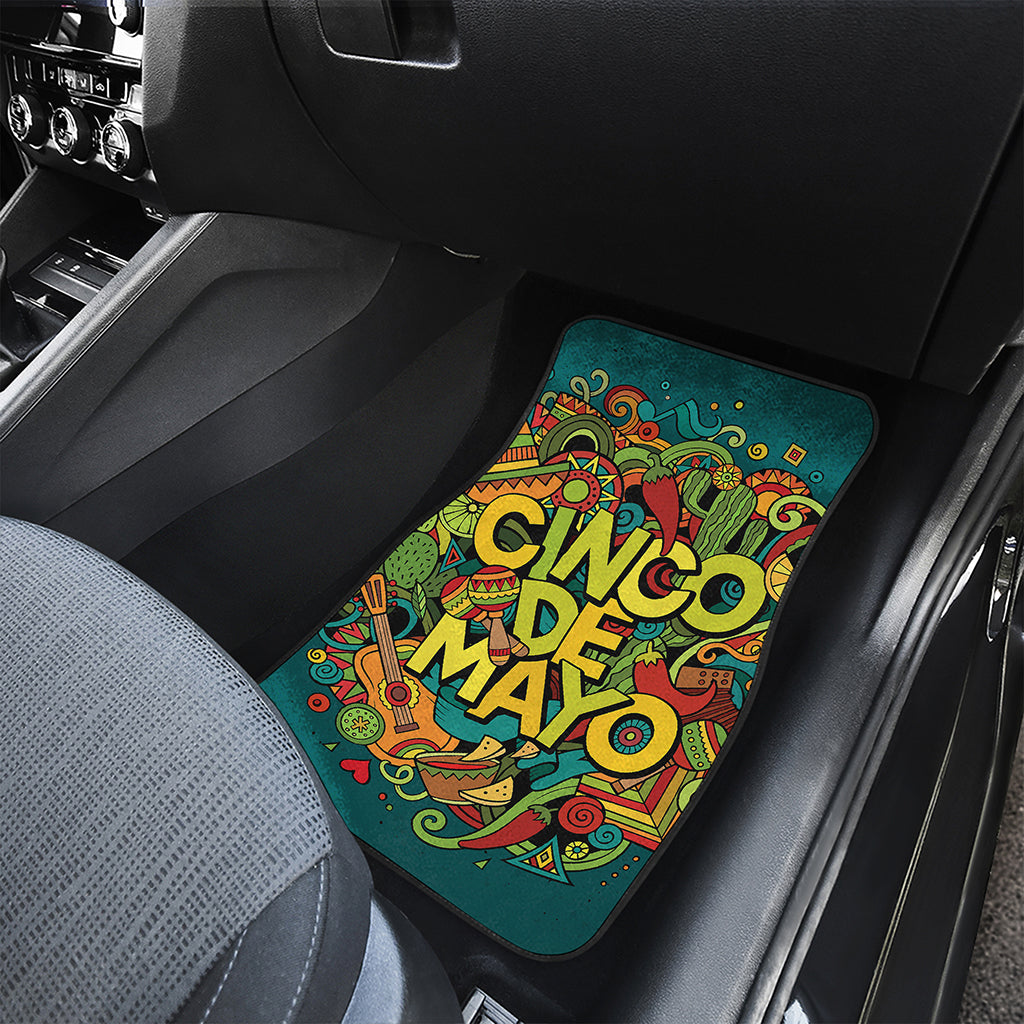Colorful Cinco de Mayo Print Front and Back Car Floor Mats