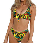 Colorful Cinco de Mayo Print Front Bow Tie Bikini