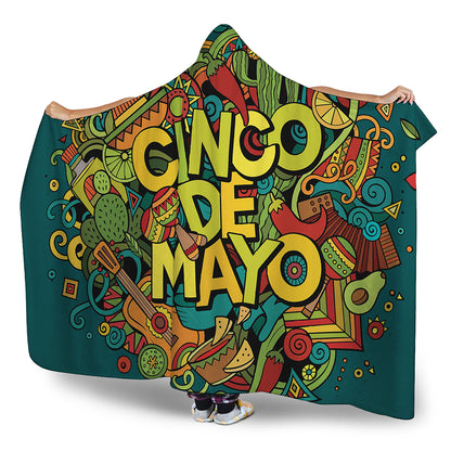 Colorful Cinco de Mayo Print Hooded Blanket