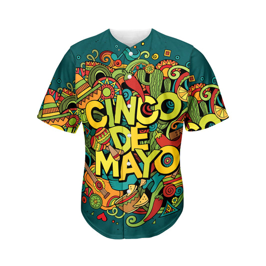 Colorful Cinco de Mayo Print Men's Baseball Jersey