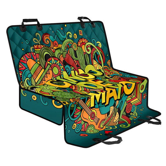 Colorful Cinco de Mayo Print Pet Car Back Seat Cover