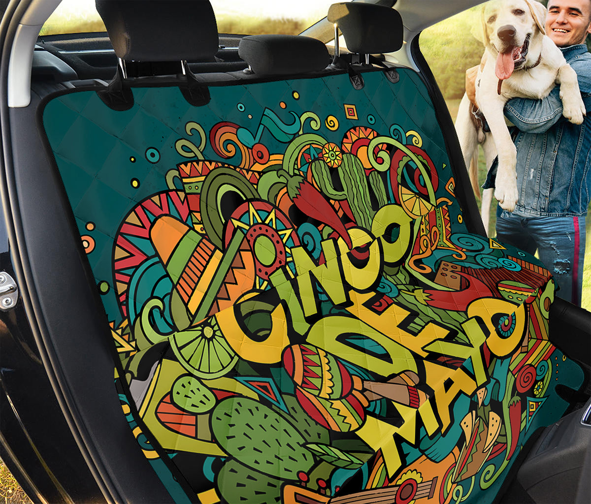 Colorful Cinco de Mayo Print Pet Car Back Seat Cover