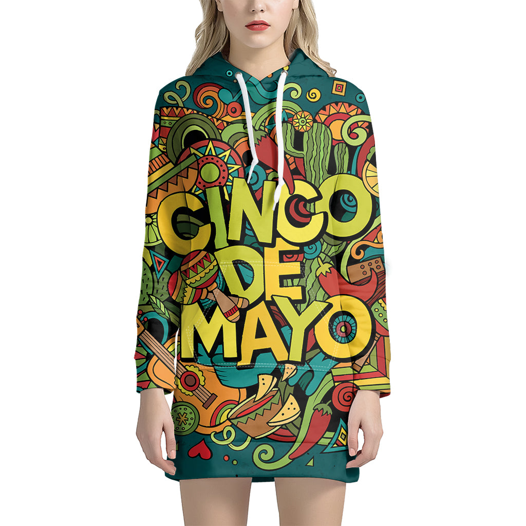 Colorful Cinco de Mayo Print Pullover Hoodie Dress