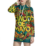 Colorful Cinco de Mayo Print Pullover Hoodie Dress