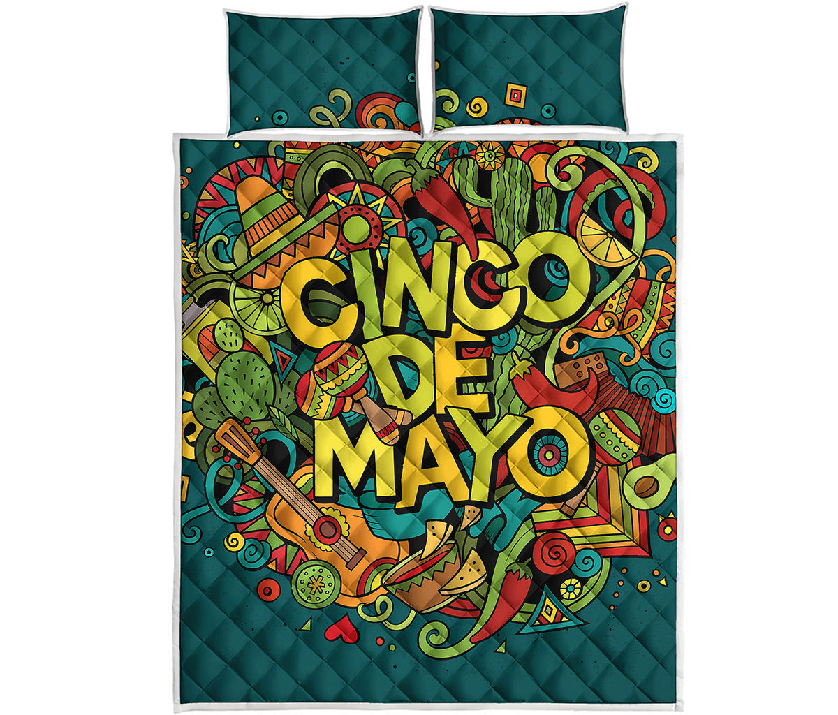 Colorful Cinco de Mayo Print Quilt Bed Set