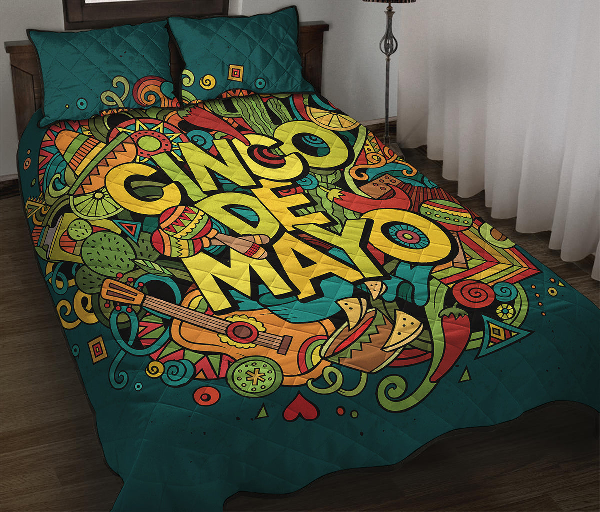 Colorful Cinco de Mayo Print Quilt Bed Set