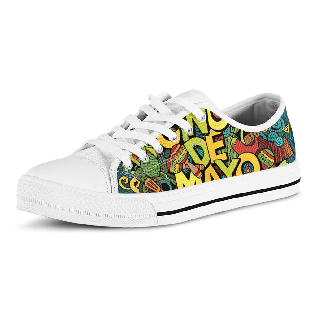 Colorful Cinco de Mayo Print White Low Top Shoes