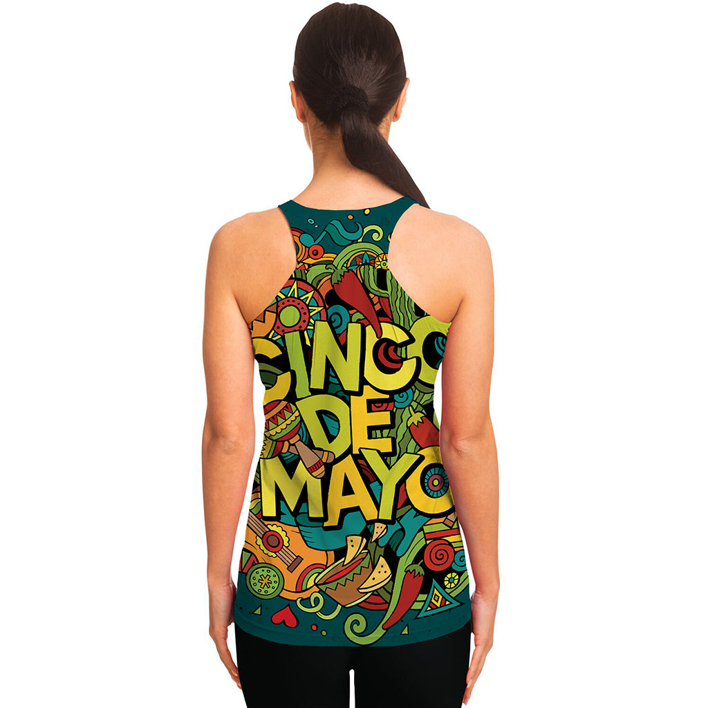 Colorful Cinco de Mayo Print Women's Racerback Tank Top