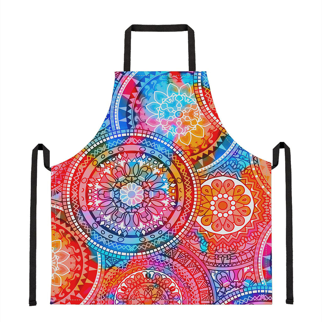 Colorful Circle Mandala Print Apron