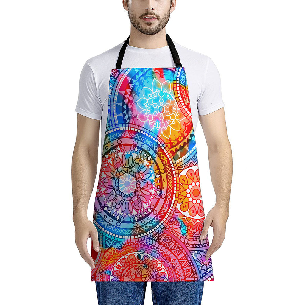 Colorful Circle Mandala Print Apron