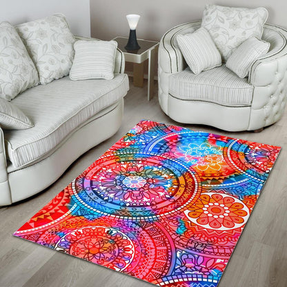 Colorful Circle Mandala Print Area Rug GearFrost