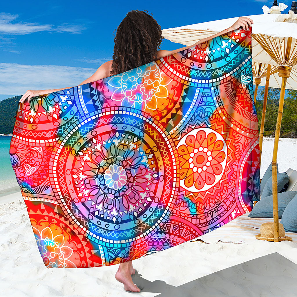 Colorful Circle Mandala Print Beach Sarong Wrap