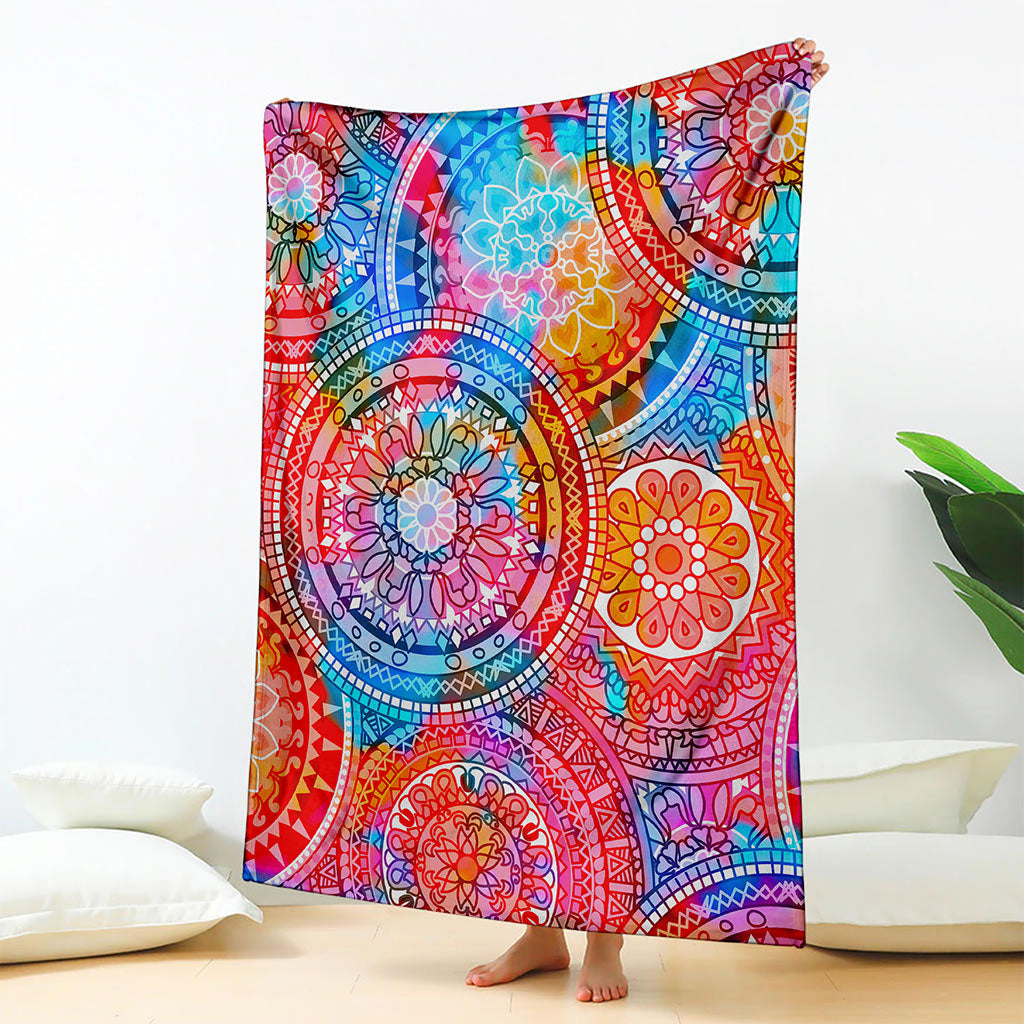 Colorful Circle Mandala Print Blanket