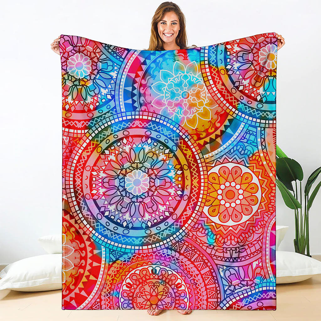 Colorful Circle Mandala Print Blanket
