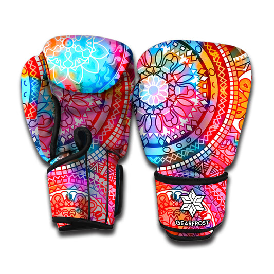 Colorful Circle Mandala Print Boxing Gloves