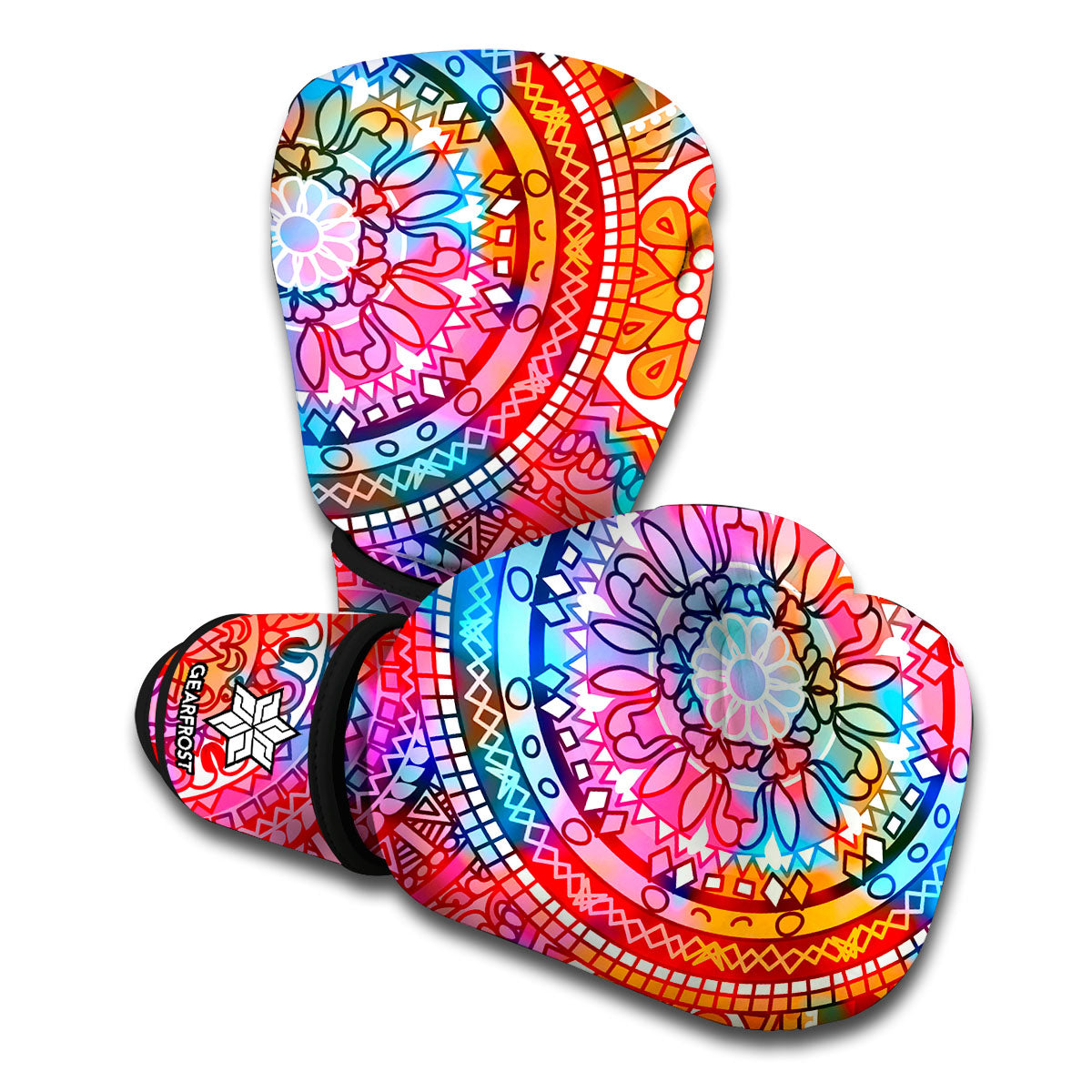 Colorful Circle Mandala Print Boxing Gloves