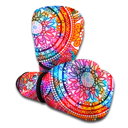 Colorful Circle Mandala Print Boxing Gloves