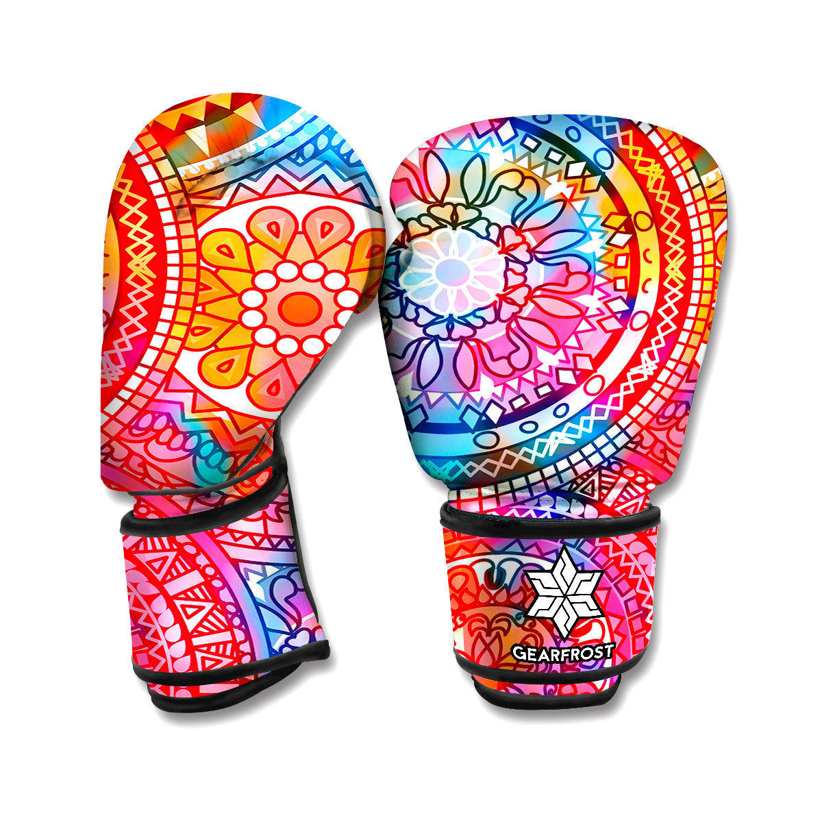 Colorful Circle Mandala Print Boxing Gloves