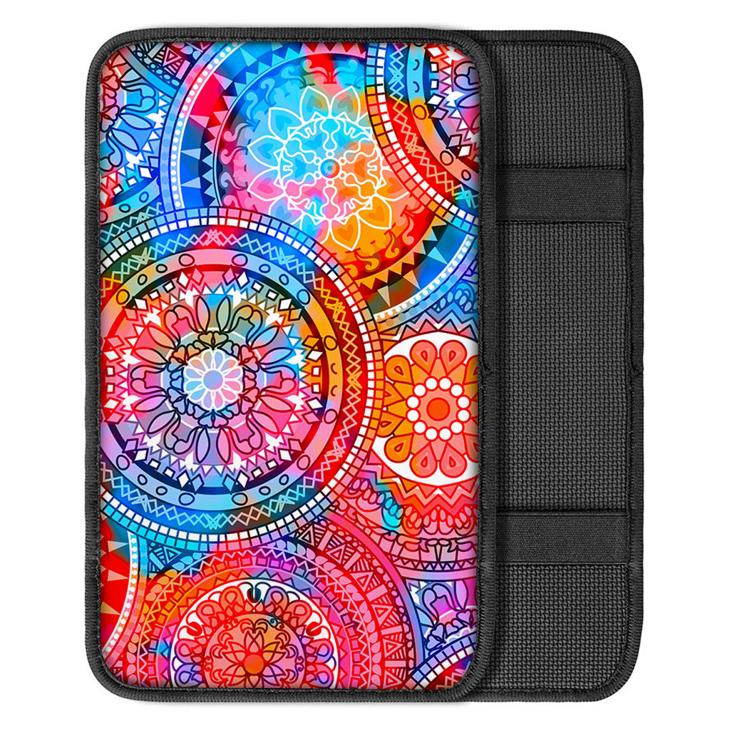Colorful Circle Mandala Print Car Center Console Cover