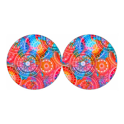 Colorful Circle Mandala Print Car Coasters
