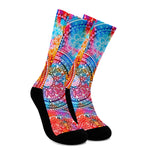 Colorful Circle Mandala Print Crew Socks