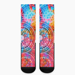Colorful Circle Mandala Print Crew Socks