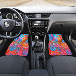 Colorful Circle Mandala Print Front and Back Car Floor Mats
