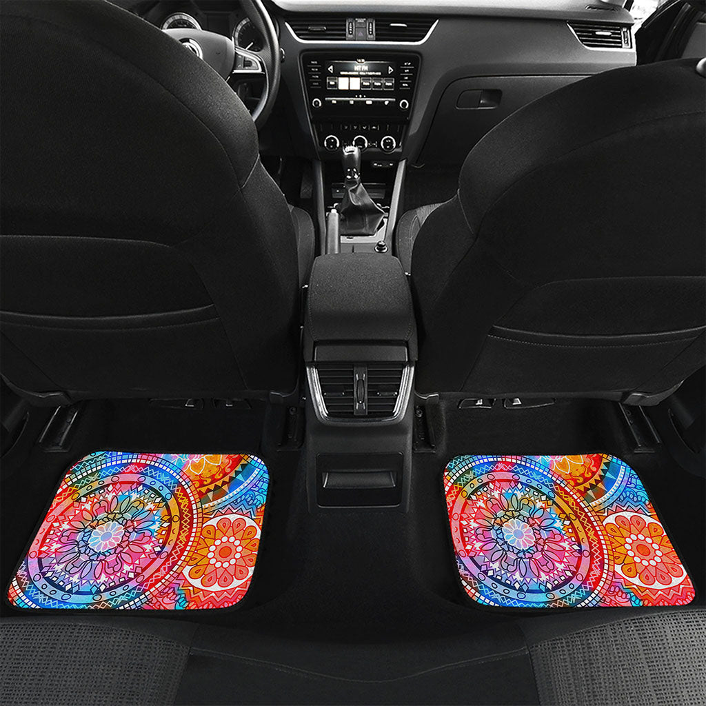 Colorful Circle Mandala Print Front and Back Car Floor Mats