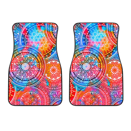 Colorful Circle Mandala Print Front Car Floor Mats