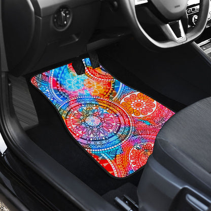 Colorful Circle Mandala Print Front Car Floor Mats