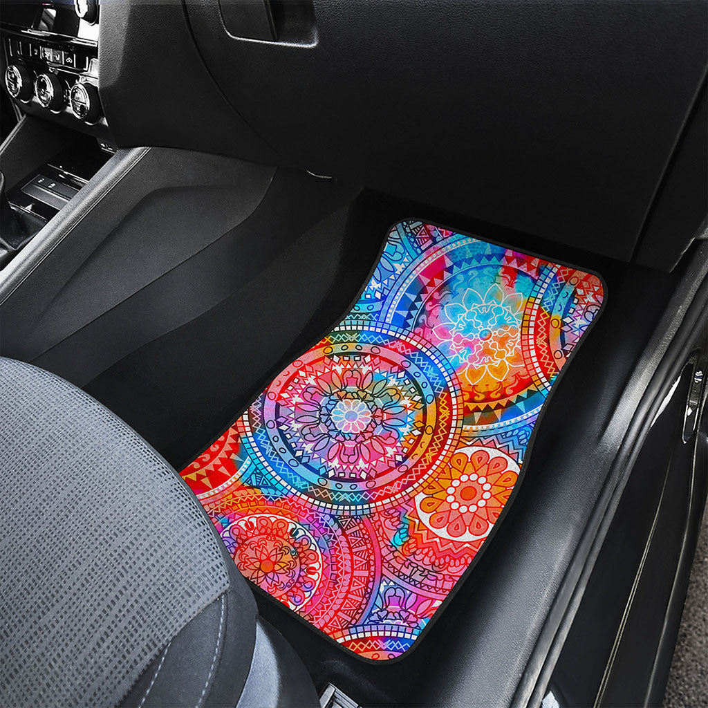 Colorful Circle Mandala Print Front Car Floor Mats