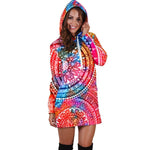 Colorful Circle Mandala Print Hoodie Dress GearFrost