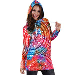 Colorful Circle Mandala Print Hoodie Dress GearFrost