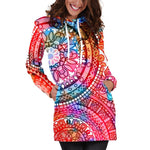 Colorful Circle Mandala Print Hoodie Dress GearFrost