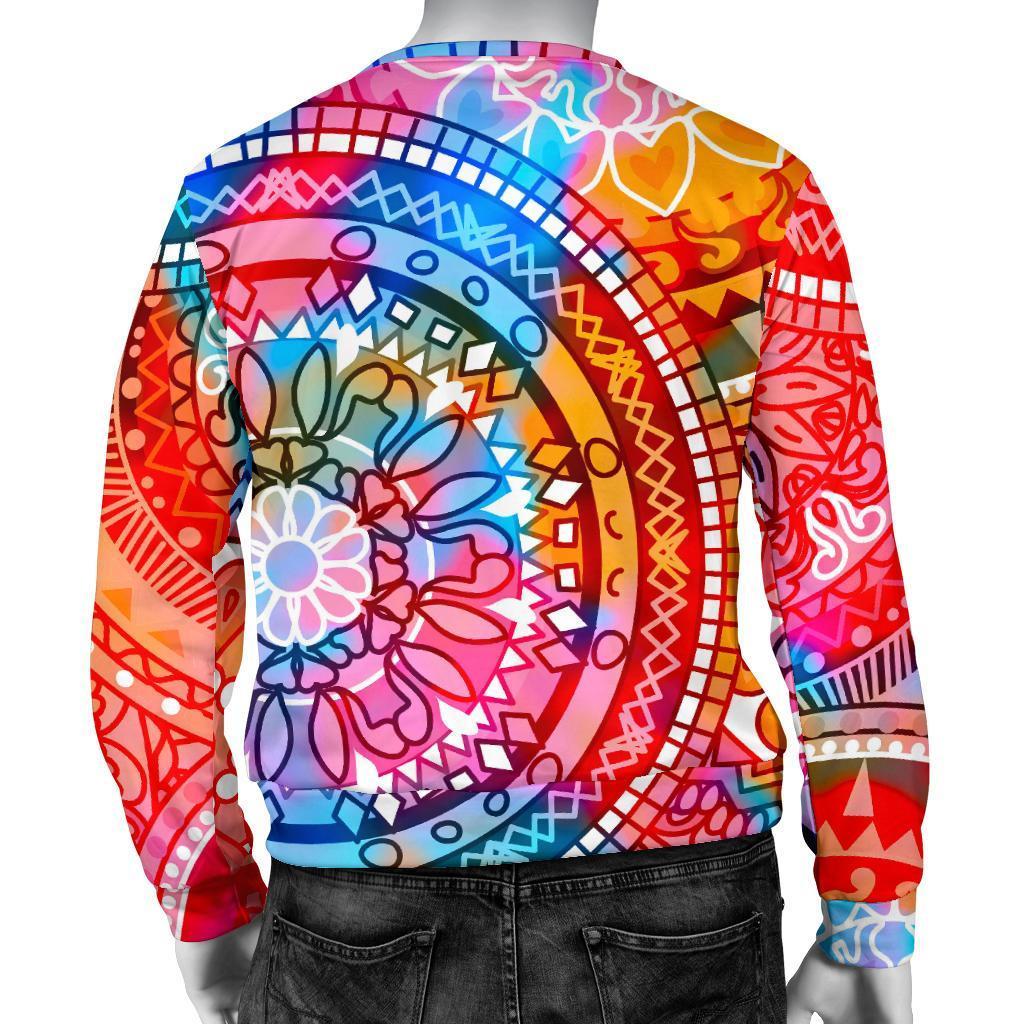 Colorful Circle Mandala Print Men's Crewneck Sweatshirt GearFrost